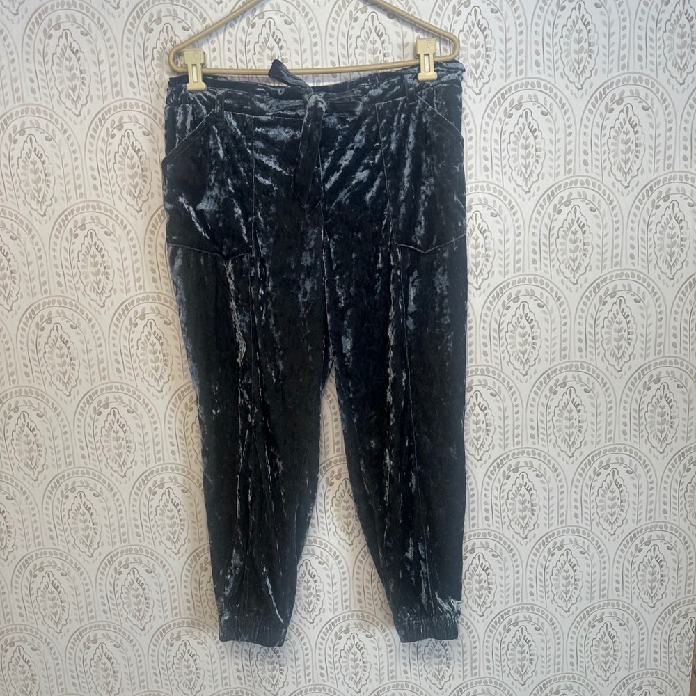 Jolt Velvet Tie Waist Jogger Pants Women's Black Comfortable Stretchy Casual‎ XL